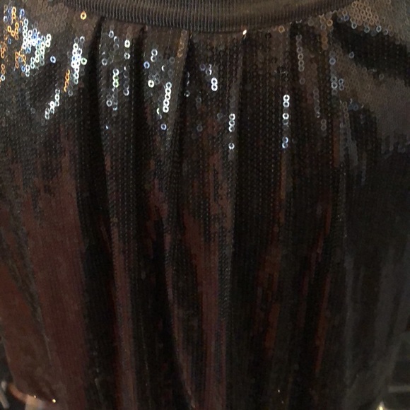 Ann Taylor Sequined Black Skirt Front Pleats, Pockets & Grosgrain Ribbon Waist - Picture 3 of 8